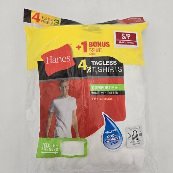 4 Hanes Men's ComfortSoft 100% Cotton Lay Flat Collar Blank T-Shirt 2135VT Small - Picture 1 of 7